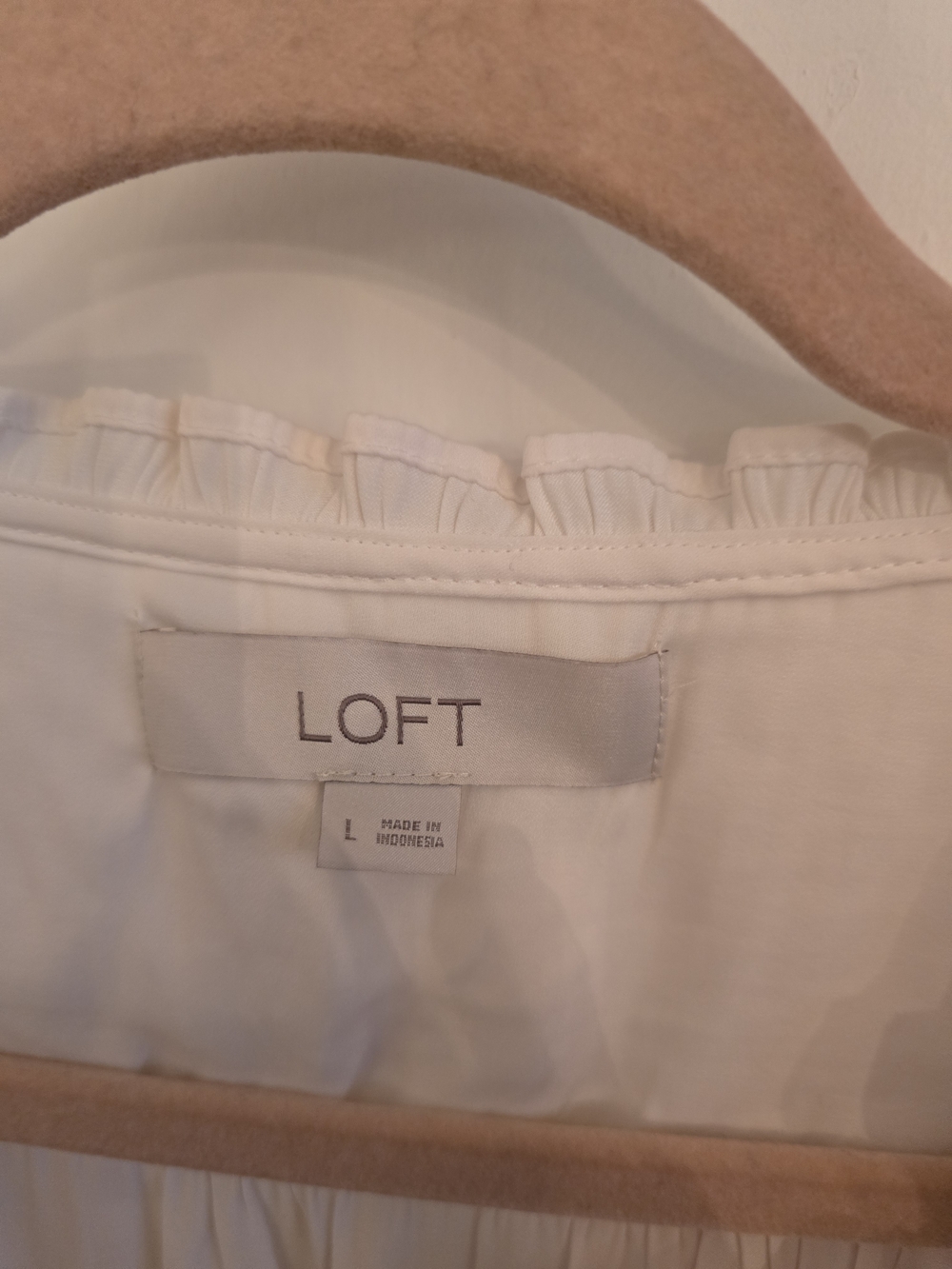 LOFT Ivory Ruffle-Trim Button-Front Blouse - Picture 3 of 3